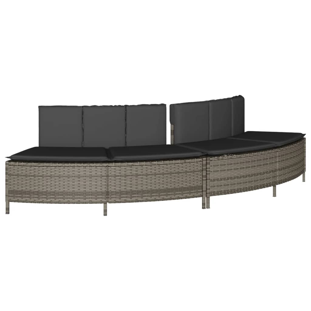 VidaXL Whirlpool-Bänke mit Kissen 2 Stück Poly Rattan Grau