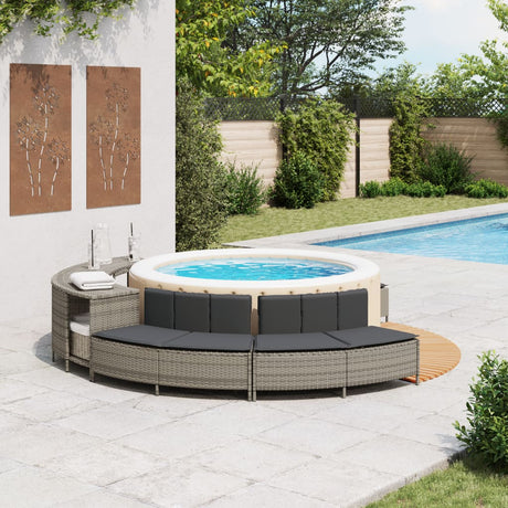 VidaXL Whirlpool-Bänke mit Kissen 2 Stück Poly Rattan Grau