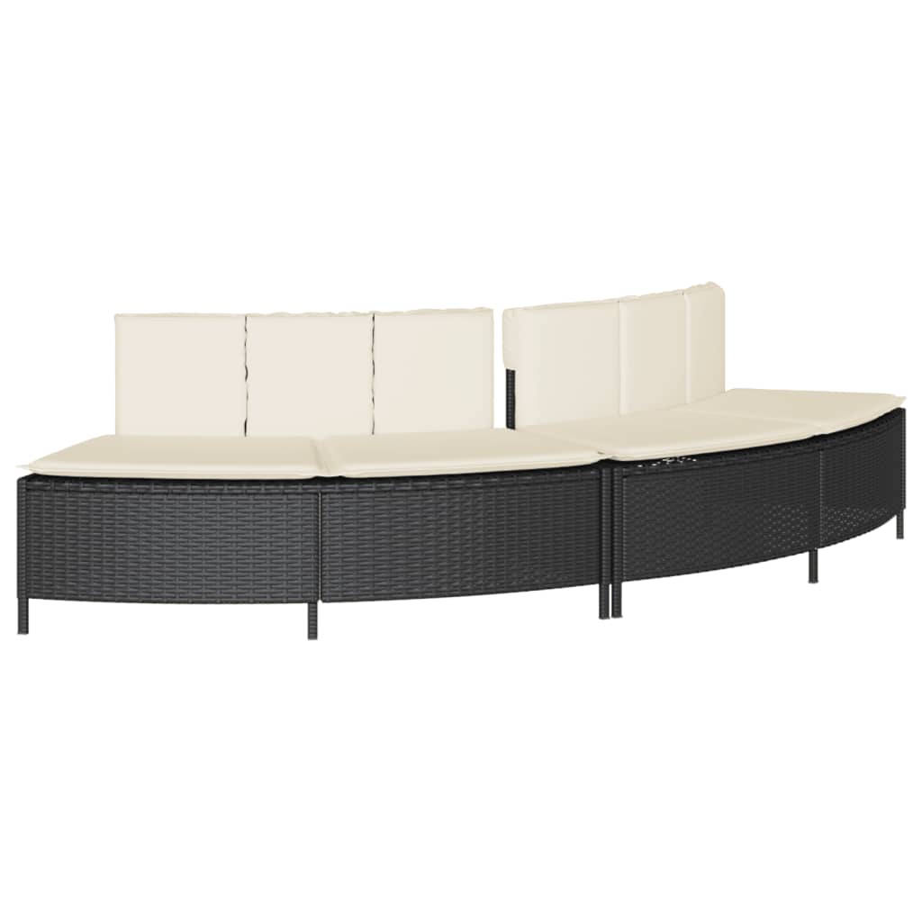 VidaXL Whirlpool-Bänke mit Kissen 2 Stück Poly Rattan schwarz