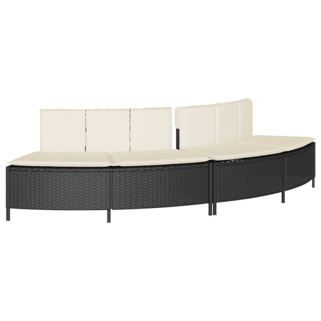 VidaXL Whirlpool-Bänke mit Kissen 2 Stück Poly Rattan schwarz