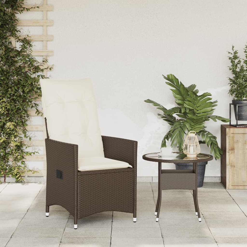 Vidaxl tuinstoel verstelbaar met kussens poly rattan bruin