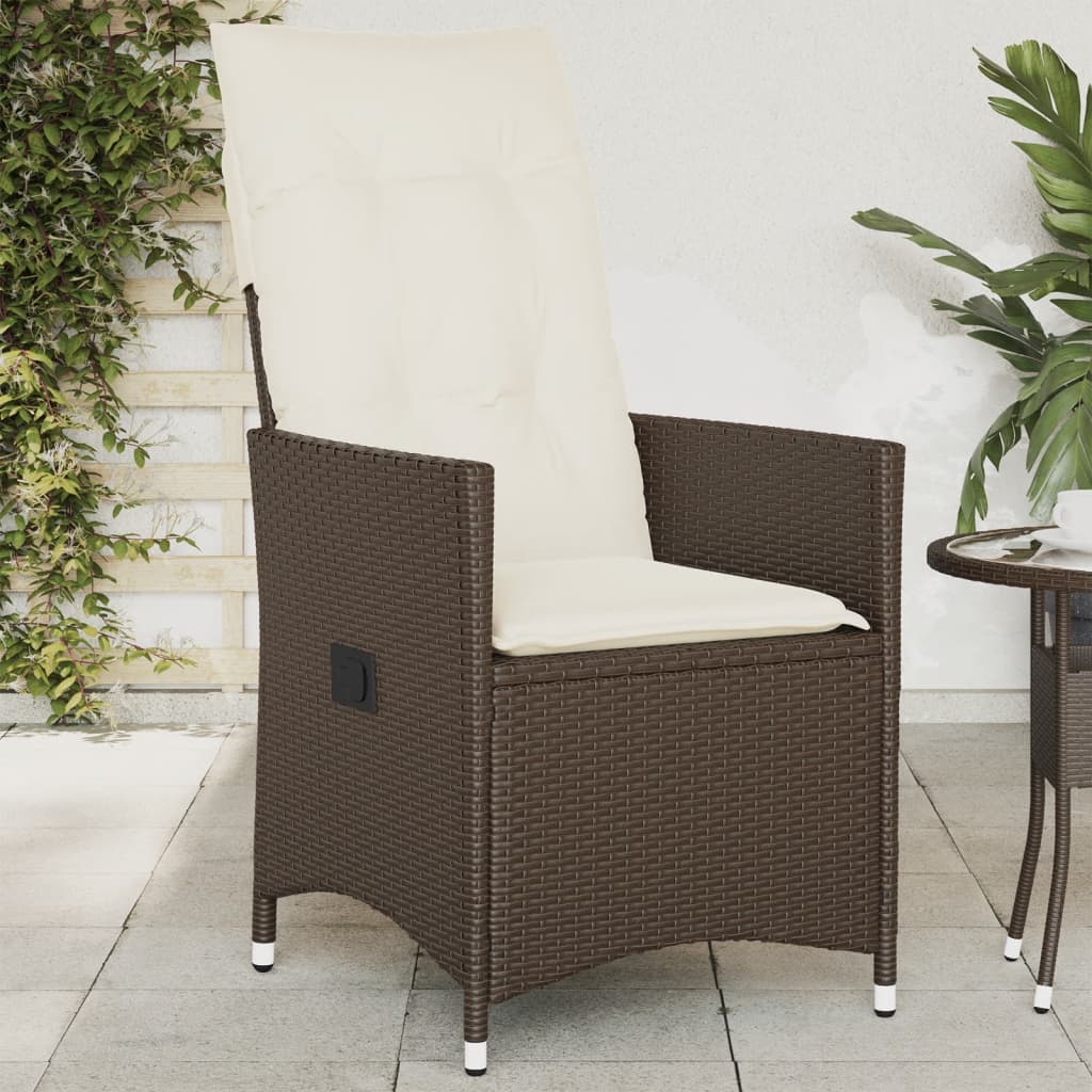 Vidaxl tuinstoel verstelbaar met kussens poly rattan bruin