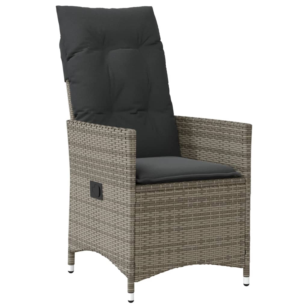 Vidaxl tuinstoel verstelbaar met kussens poly rattan grijs