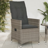 Vidaxl tuinstoel verstelbaar met kussens poly rattan grijs