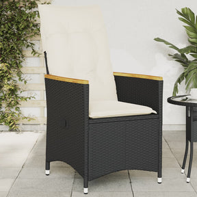 Vidaxl tuinstoel verstelbaar met kussens poly rattan zwart