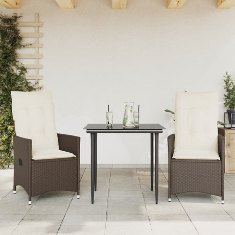 Vidaxl tuinstoelen 2 st verstelbaar met kussens poly rattan bruin
