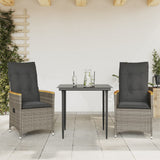 Vidaxl tuinstoelen 2 st verstelbaar met kussens poly rattan grijs