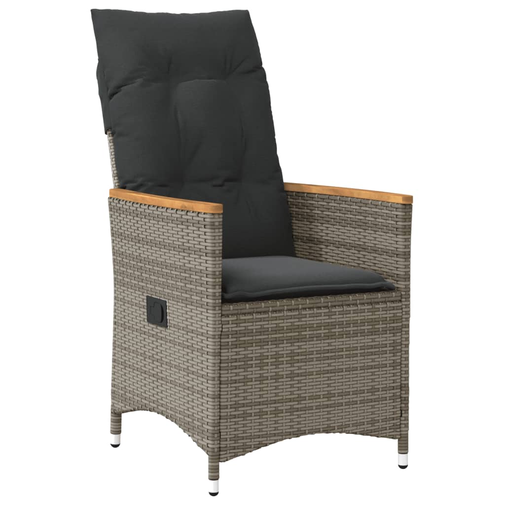 Vidaxl tuinstoelen 2 st verstelbaar met kussens poly rattan grijs