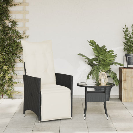 Vidaxl tuinstoel verstelbaar met kussens poly rattan zwart