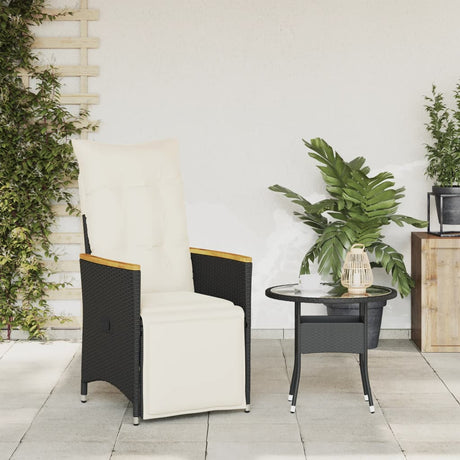 Vidaxl tuinstoel verstelbaar met kussens poly rattan zwart