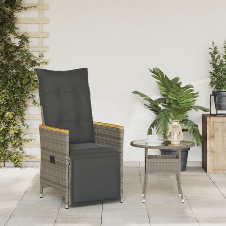 Vidaxl tuinstoel verstelbaar met kussens poly rattan grijs