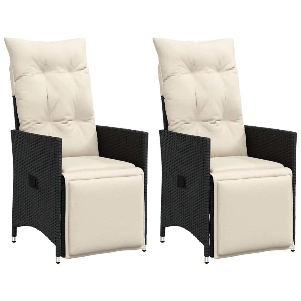 Vidaxl tuinstoelen 2 st verstelbaar met kussens poly rattan zwart