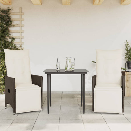 Vidaxl tuinstoelen 2 st verstelbaar met kussens poly rattan bruin