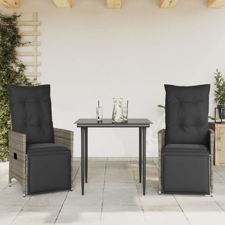 Vidaxl tuinstoelen 2 st verstelbaar met kussens poly rattan grijs