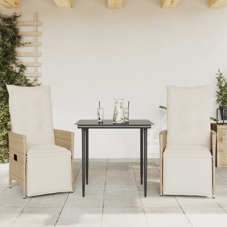 Vidaxl tuinstoelen 2 st verstelbaar met kussens poly rattan beige