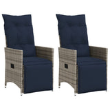 Vidaxl tuinstoelen 2 st verstelbaar met kussens poly rattan grijs