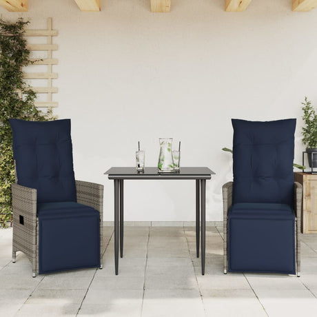 Vidaxl tuinstoelen 2 st verstelbaar met kussens poly rattan grijs
