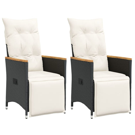 Vidaxl tuinstoelen 2 st verstelbaar met kussens poly rattan zwart