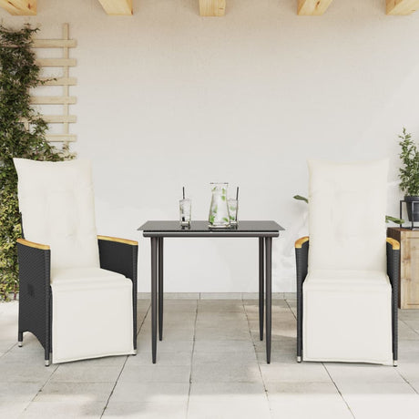 Vidaxl tuinstoelen 2 st verstelbaar met kussens poly rattan zwart