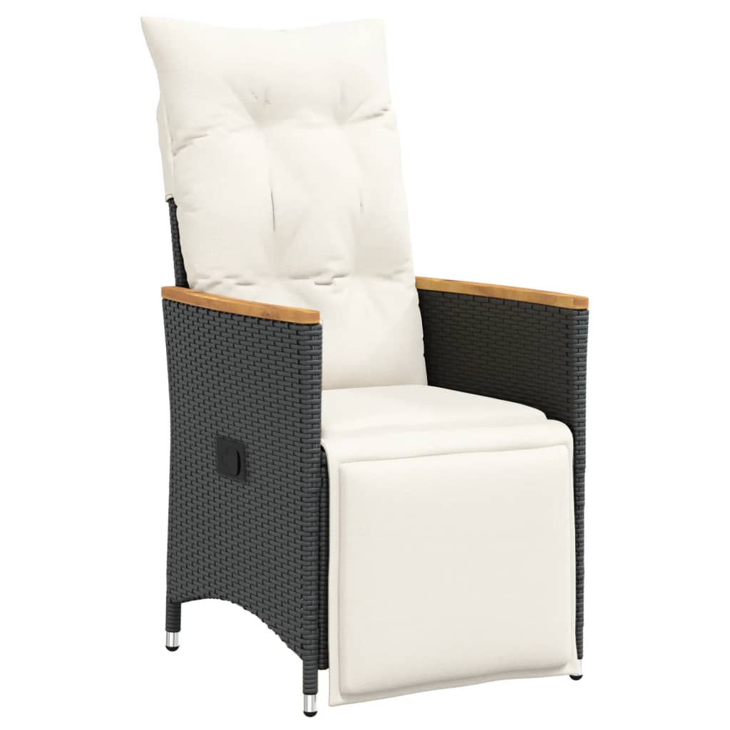 Vidaxl tuinstoelen 2 st verstelbaar met kussens poly rattan zwart
