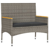 Vidaxl tuinbank 2-zits met kussens en tafel poly rattan grijs