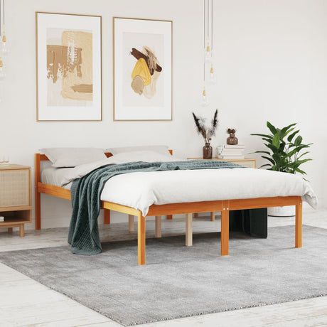 Vidaxl seniorenbed massief grenenhout wasbruin 120x190 cm