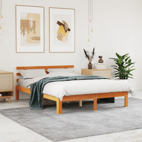 Vidaxl bed met matras massief grenenhout wasbruin 140x190 cm
