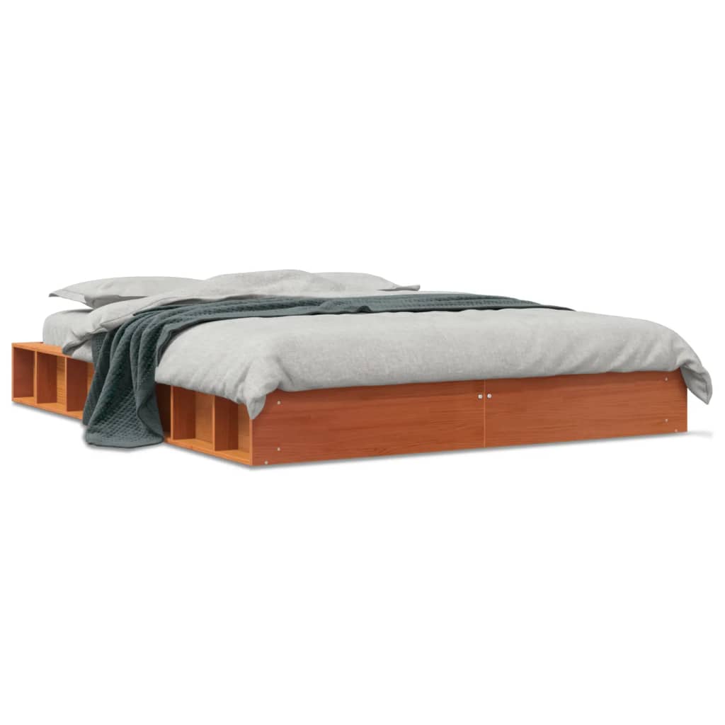 Vidaxl bedframe zonder matras massief grenenhout wasbruin 120x190 cm