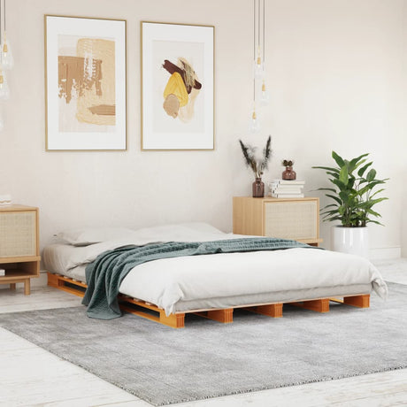 Vidaxl palletbed massief grenenhout wasbruin 140x200 cm