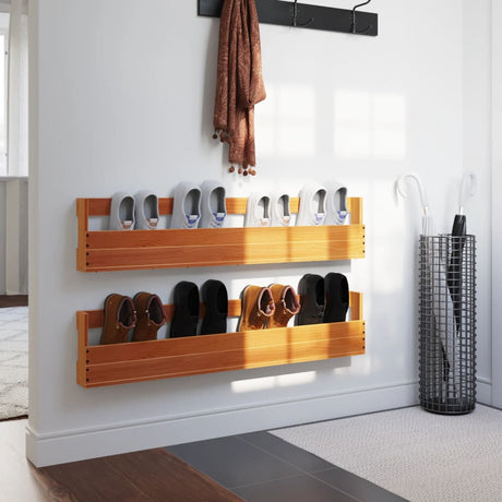 Vidaxx Schuhregale 2 Stk. 110 x 8,5 x 23,5 cm, massives Kiefernholz, braun gewaschen