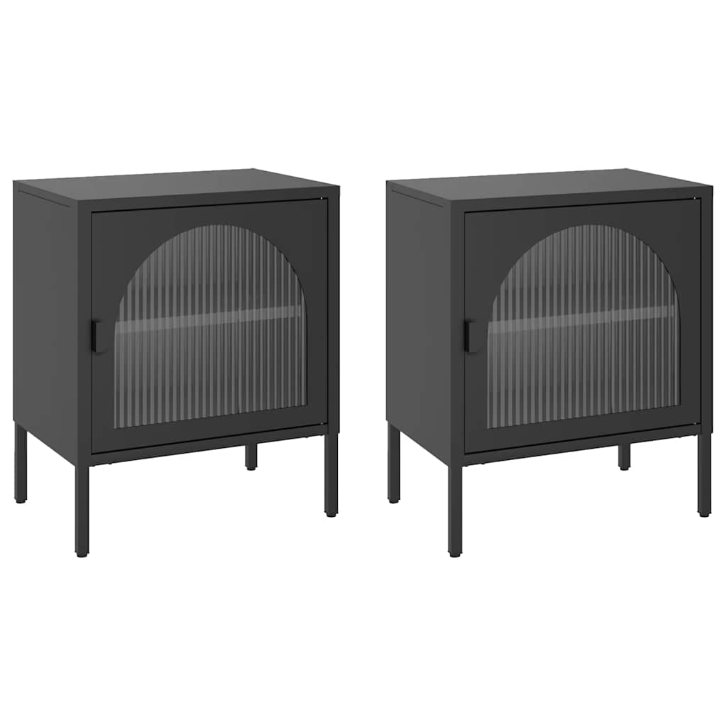Vidaxl nachtkastjes 2 st 50x35x60 cm glas en staal zwart