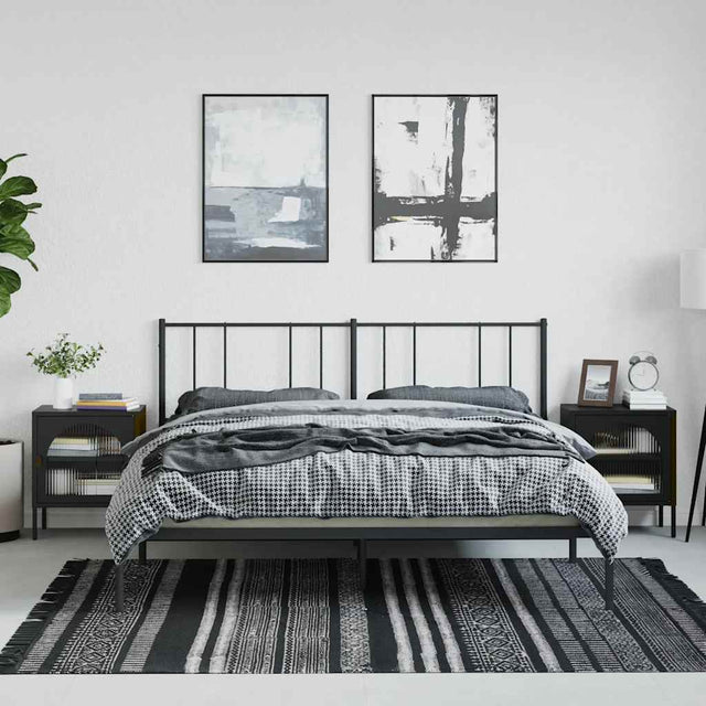 Vidaxl nachtkastjes 2 st 50x35x60 cm glas en staal zwart