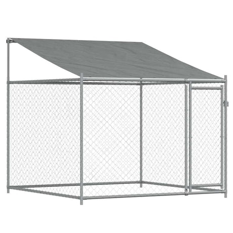 Vidaxxl Hundehütte mit Dach und Tür 2x2x2 m verzinkter Stahl grau