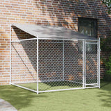 Vidaxxl Hundehütte mit Dach und Tür 2x2x2 m verzinkter Stahl grau