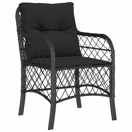 Vidaxl 3-delige bistroset met kussens poly rattan zwart