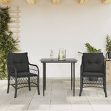 Vidaxl 3-delige bistroset met kussens poly rattan zwart