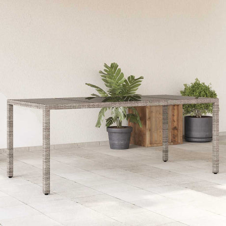 Vidaxl tuintafel met glazen blad 190x90x75 cm poly rattan grijs