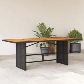 Vidaxl tuintafel met acaciahouten blad 190x80x75 cm poly rattan zwart