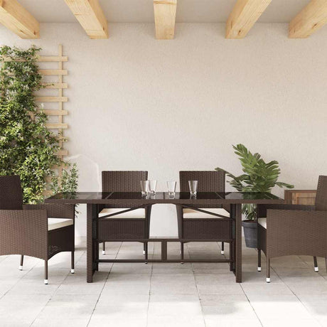 Vidaxl tuintafel met glazen blad 190x80x75 cm poly rattan bruin