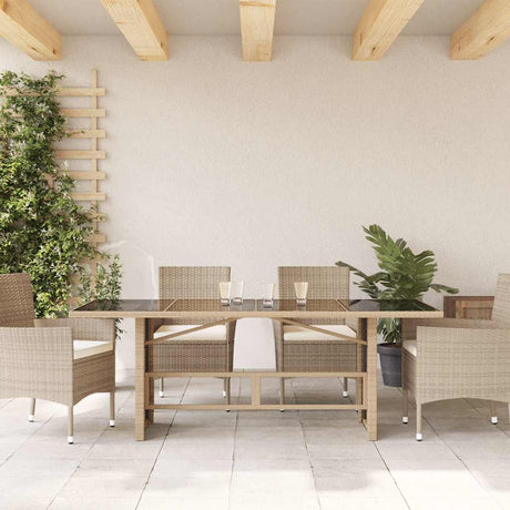 Vidaxl tuintafel met glazen blad 190x80x75 cm poly rattan beige
