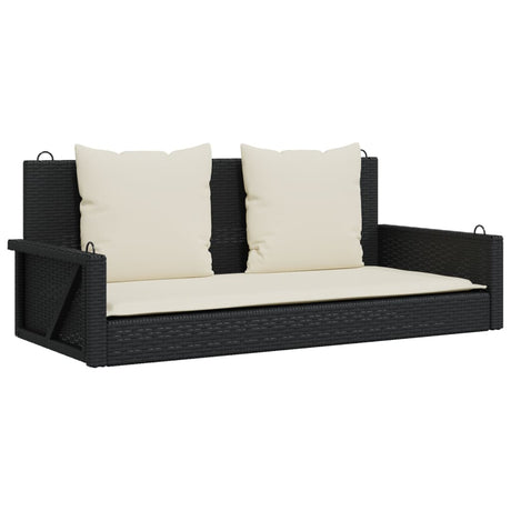 Vidaxl schommelbank met kussens zwart 119x56x48 cm poly rattan