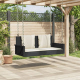 Vidaxl schommelbank met kussens zwart 119x56x48 cm poly rattan