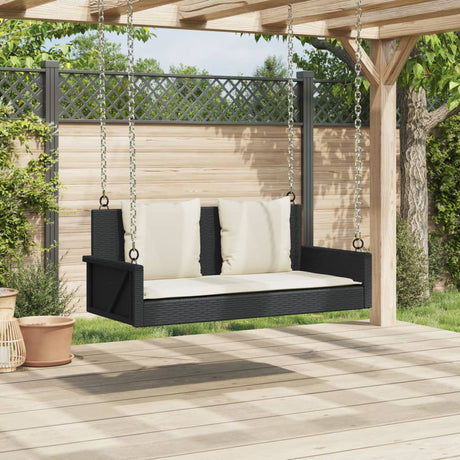 Vidaxl schommelbank met kussens zwart 119x56x48 cm poly rattan