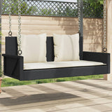 Vidaxl schommelbank met kussens zwart 119x56x48 cm poly rattan