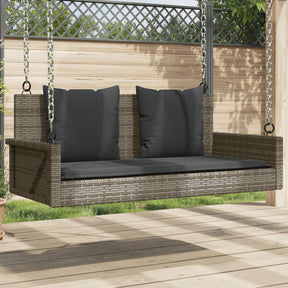 Vidaxl schommelbank met kussens 119x56x48 cm poly rattan grijs