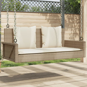 Vidaxl schommelbank met kussens 119x56x48 cm poly rattan beige