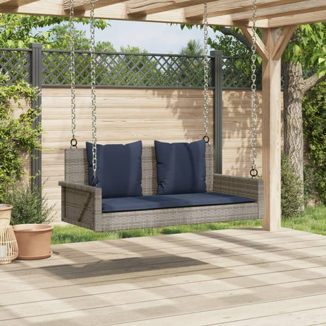Vidaxl schommelbank met kussens 119x56x48 cm poly rattan grijs