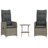 Vidaxl tuinstoelen 2 st verstelbaar met tafel poly rattan grijs