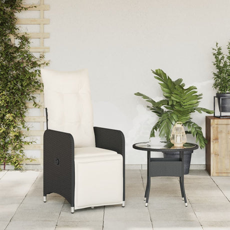 Vidaxl tuinstoel verstelbaar met kussens poly rattan zwart