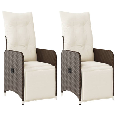Vidaxl tuinstoelen 2 st verstelbaar met kussens poly rattan bruin